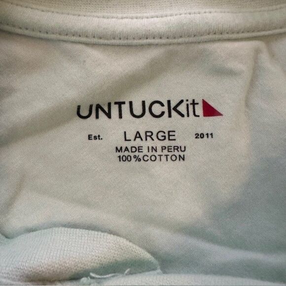 UNTUCKit Large Westerman Short Sleeve Henley Shirt in Green/Blue - Picture 3 of 5